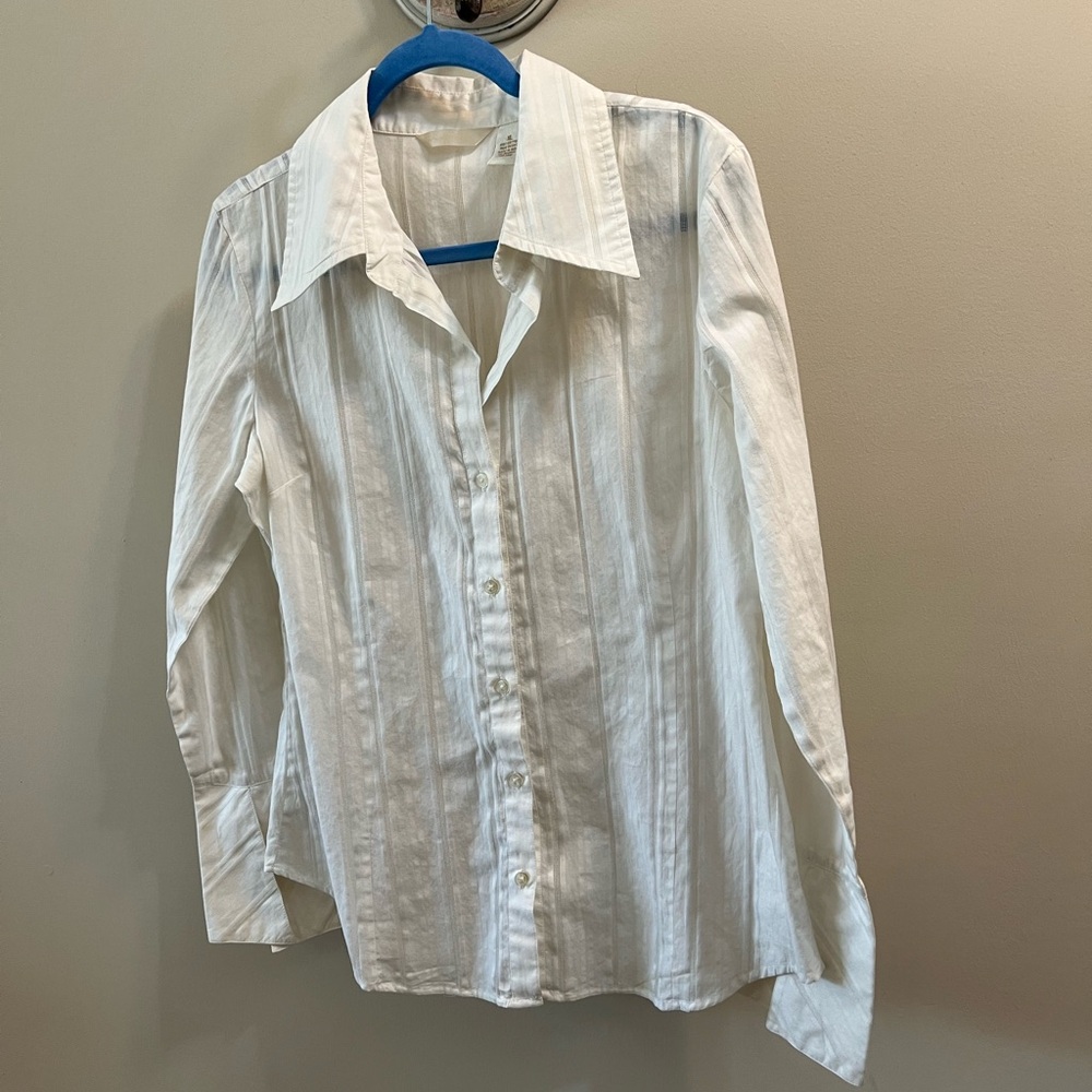 Fresh & Wear White Textured 100% textured Cotton Shirt Size XL